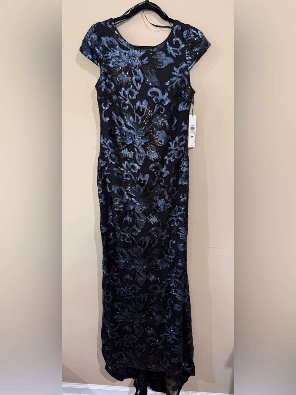 Gorgeous Calvin Klein Sequin Floral Dress with Back-Cowl - NWT!